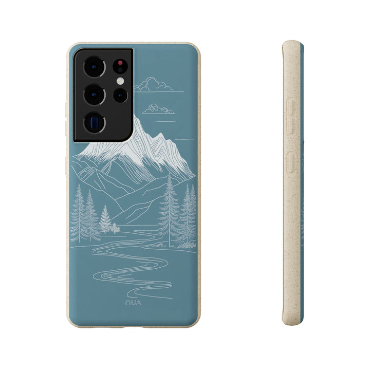 Whispers of the Mountains eco-friendly Samsung case with durable, minimalist mountain art for nature lovers and many phone models.