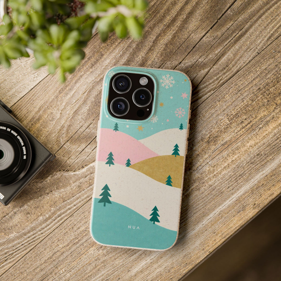 Snowy Nordic Hills Eco iPhone Case - Biodegradable & Stylish