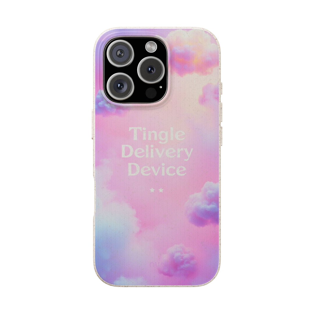 Eco-friendly iPhone cover with vibrant sky design, biodegradable and stylish, fits many models, durable and chic.