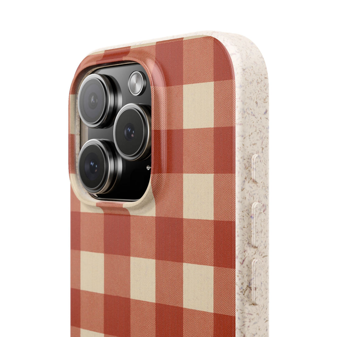 Eco-Friendly Gingham iPhone Case - Biodegradable & Stylish