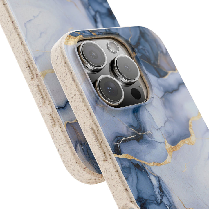 Alt Tag: Elegant Blue Marble iPhone Case, eco-friendly and durable, fits many iPhone and Samsung models, luxurious and protective design.