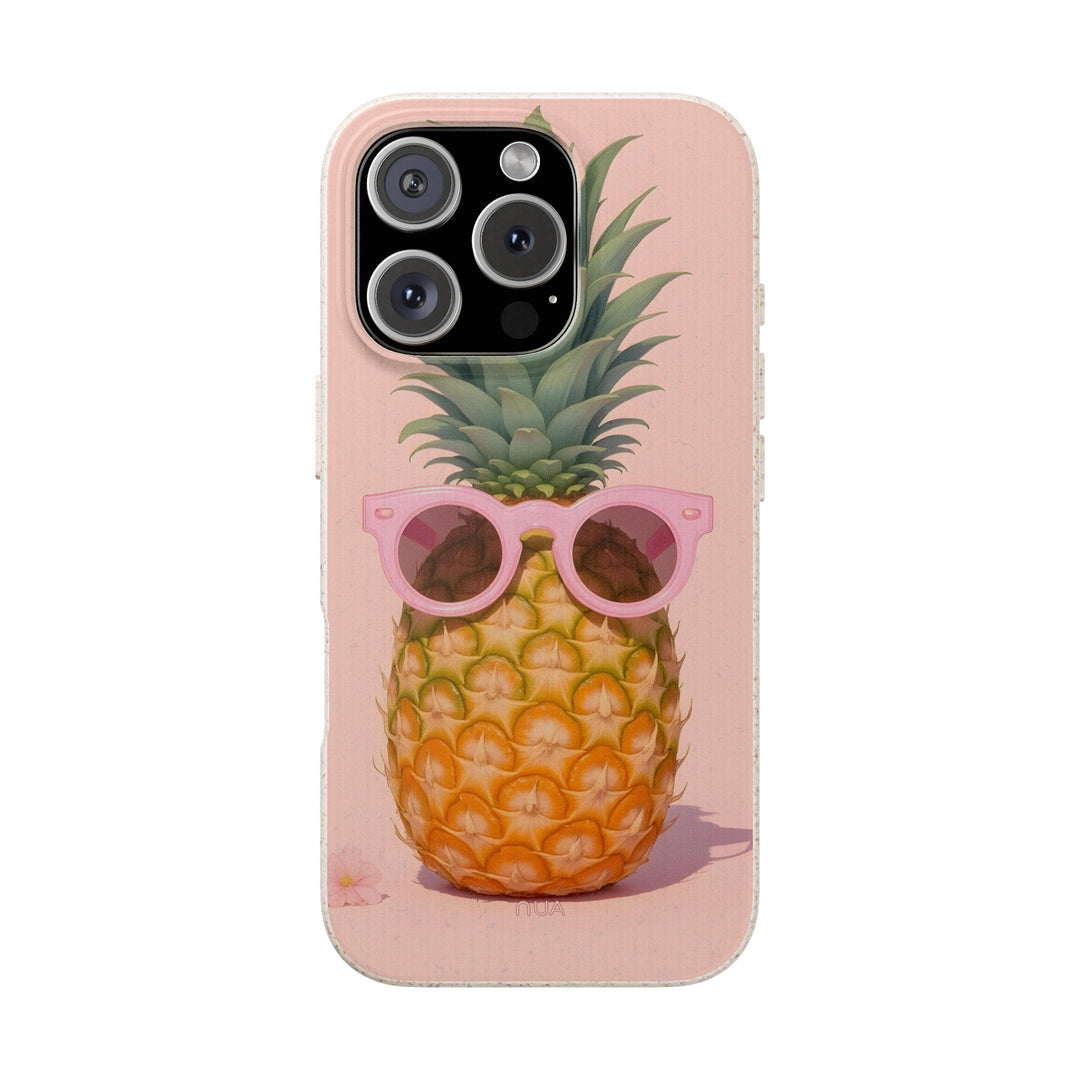 Eco-friendly Fun Pineapple Phone Case with tropical vibe, suitable for various iPhone and Samsung models. Durable and vibrant.