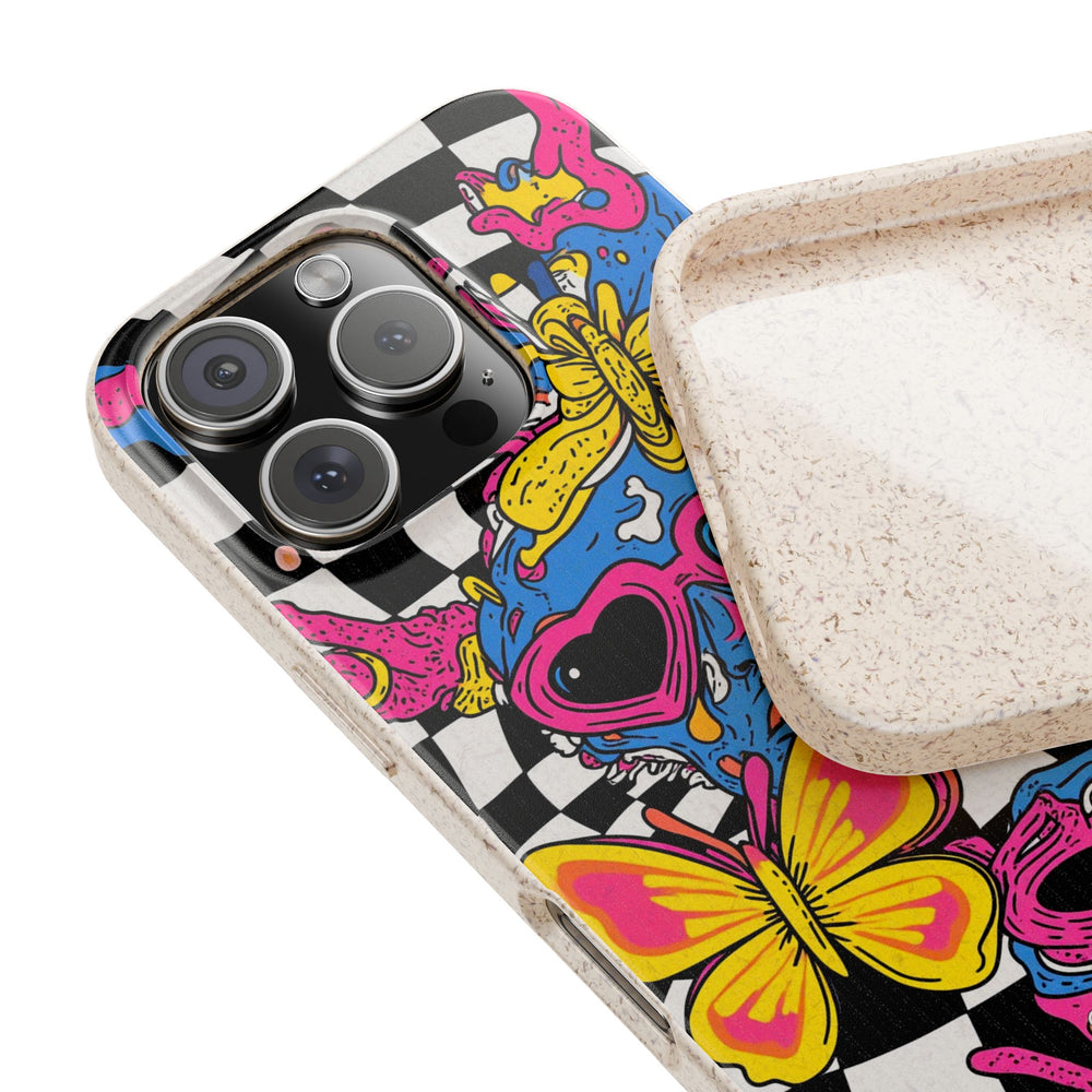 Colorful Psychedelic Love Bomb iPhone Case with vibrant eco-friendly design. Perfect for nature lovers on many iPhone & Samsung models.