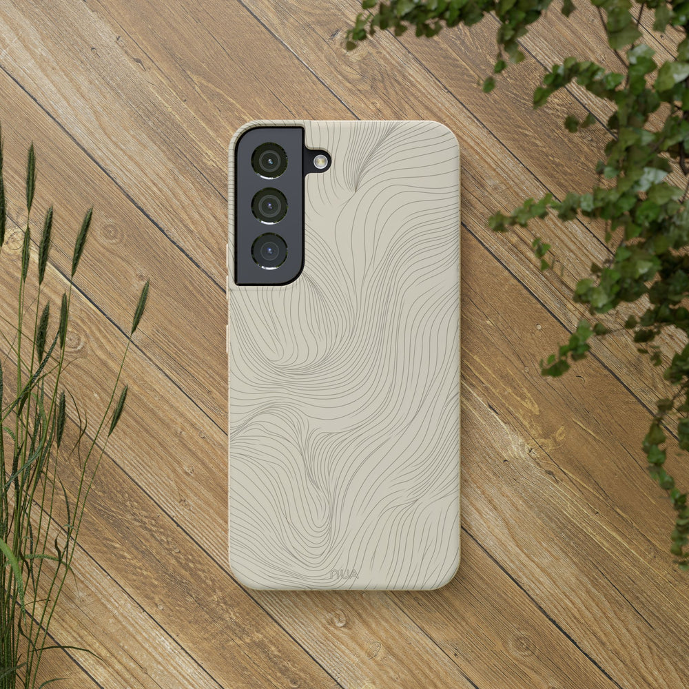 Eco-friendly Organic Swirls Samsung phone case with minimalist design, made from durable biodegradable materials. Ideal for many models.