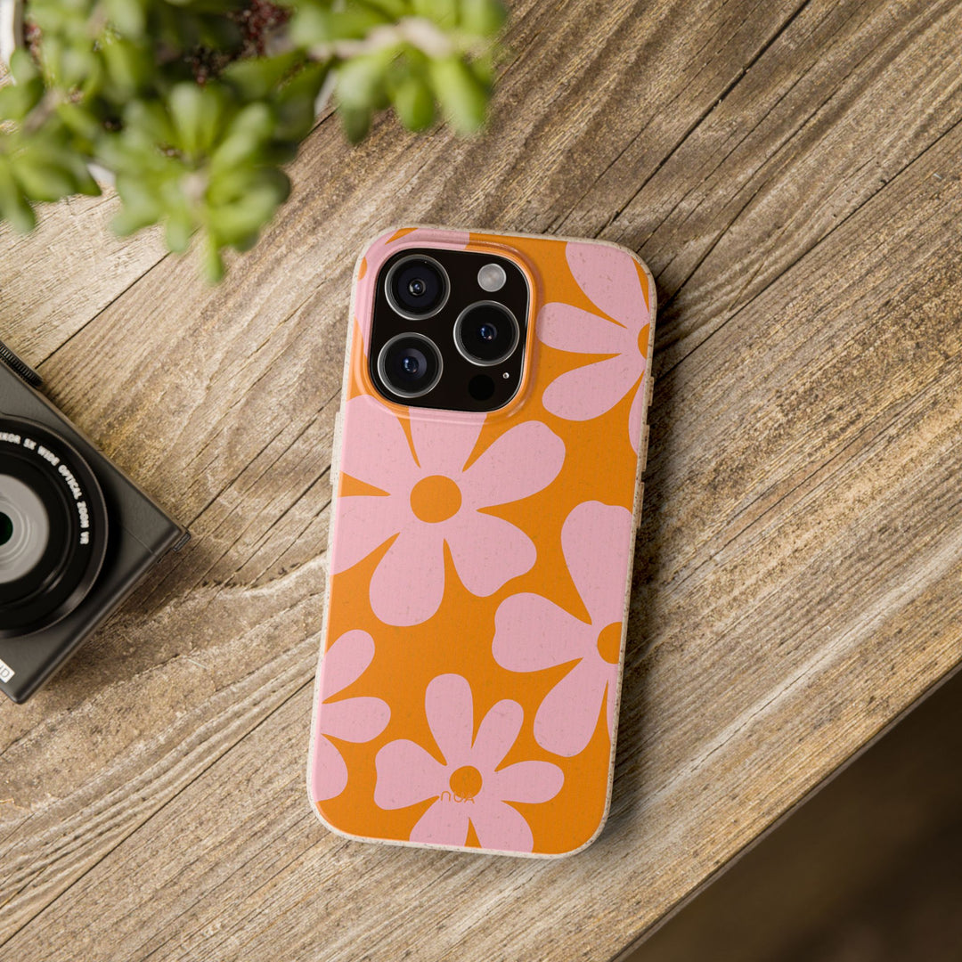 Summer Bloom eco-friendly, durable iPhone case with vibrant floral design, compatible with many iPhone and Samsung models.