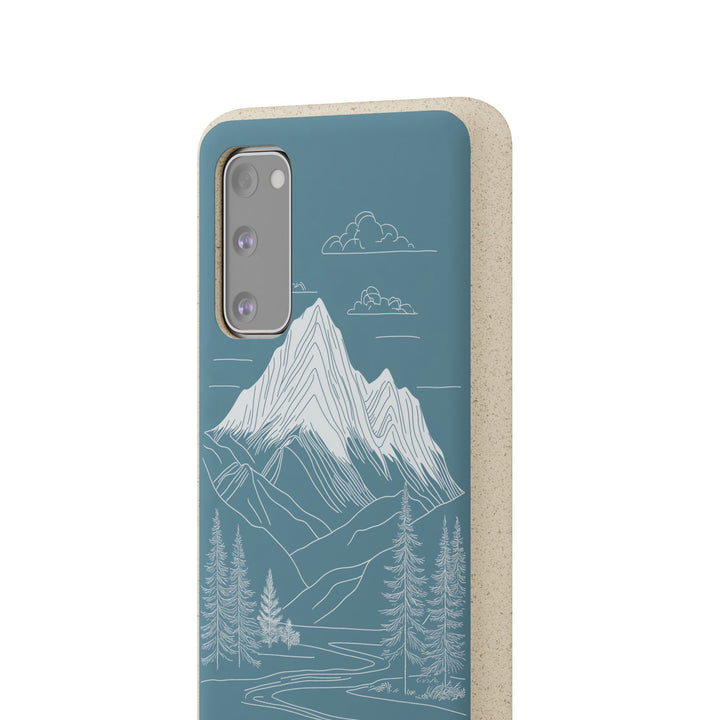 Eco-friendly Samsung case with minimalist mountain design, durable and stylish. Fits many iPhone and Samsung models. Perfect for nature lovers.