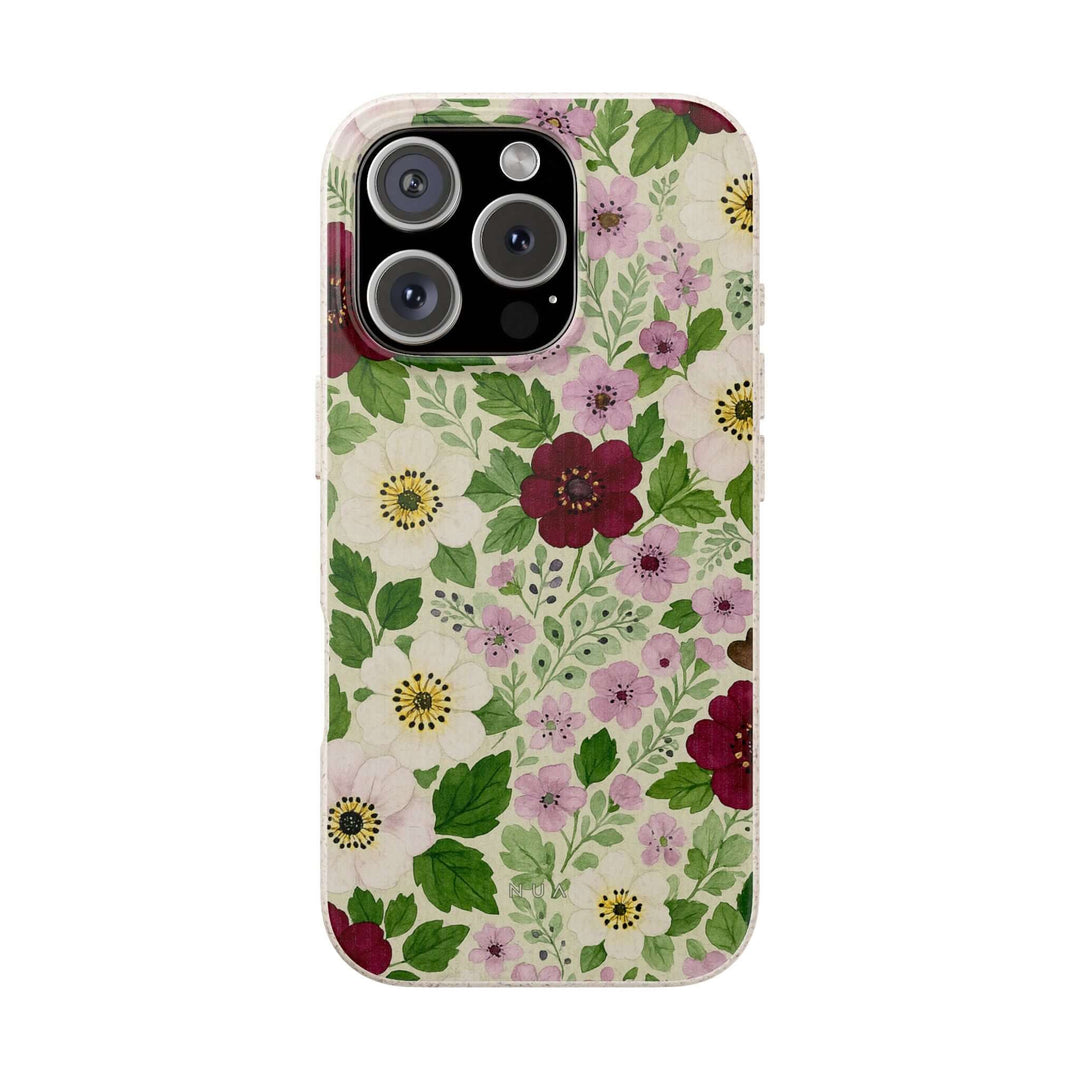 Eco-friendly wild floral iPhone case with vibrant flowers and durable design, perfect for stylish and environmentally-conscious users.