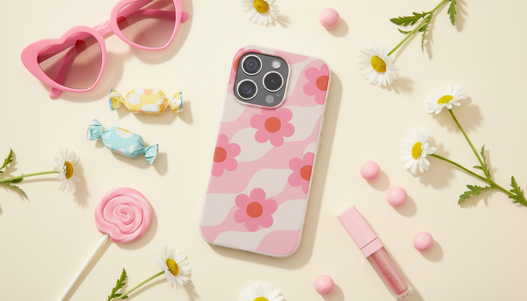 Pink Retro Floral Vibe Eco iPhone Case