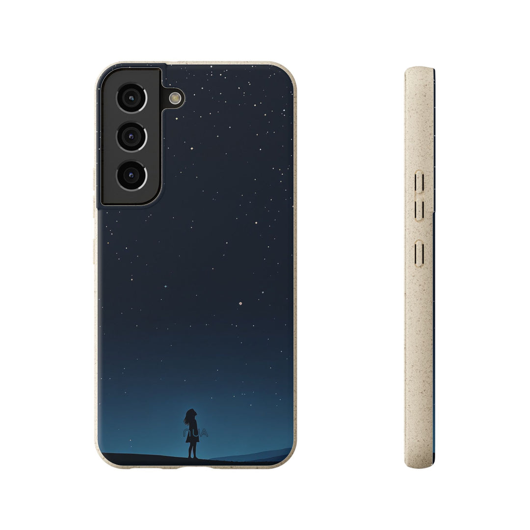 Stargazing Dreams Samsung Case with eco-friendly design, featuring a serene starry night. Fits many models. Durable and stylish.