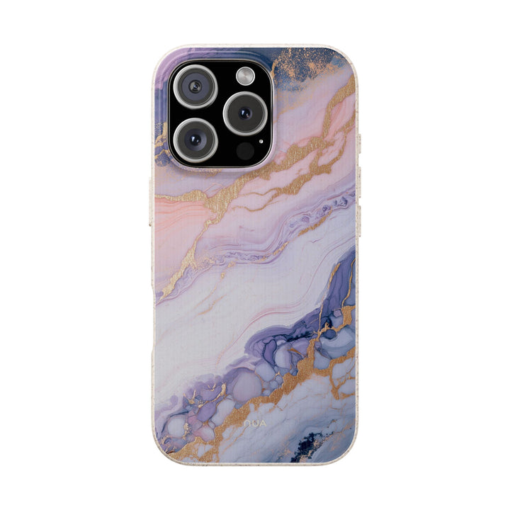 Eco-friendly durable lavender marble pattern phone case for iPhone and Samsung. Stylish, vibrant design ideal for unique gifts.