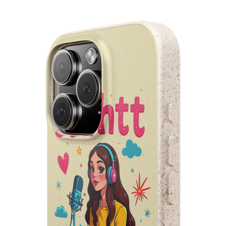 Eco-friendly Rapunzel ASMR iPhone cover with frosted finish, vibrant design; fits many iPhone and Samsung models, durable protection.