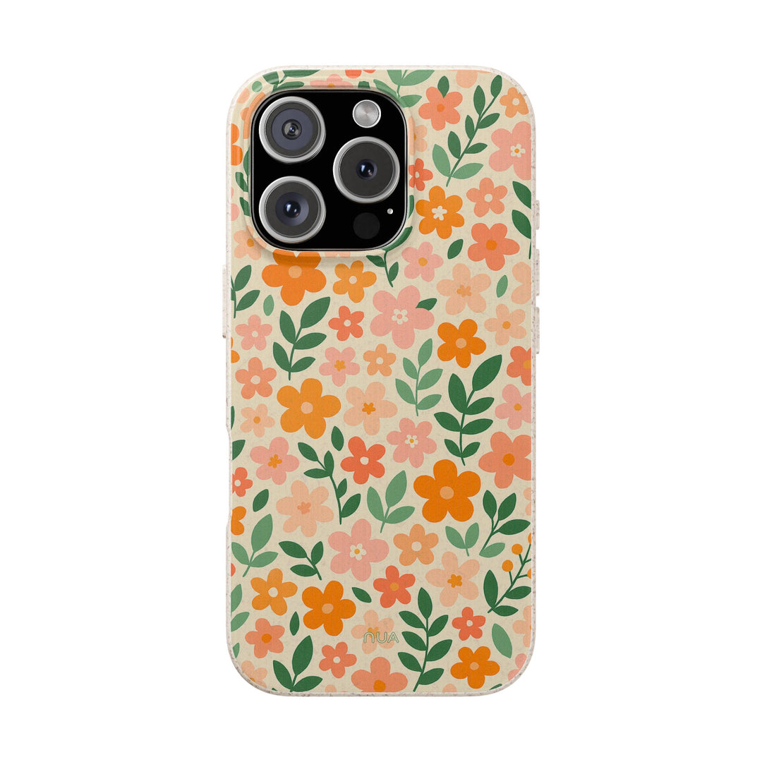 Eco-friendly floral biodegradable iPhone case with vibrant design, durable for many models, perfect sustainable gift.