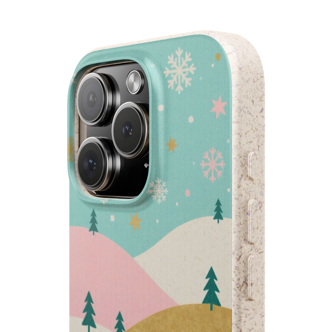 Snowy Nordic Hills Eco iPhone Case - Biodegradable & Stylish