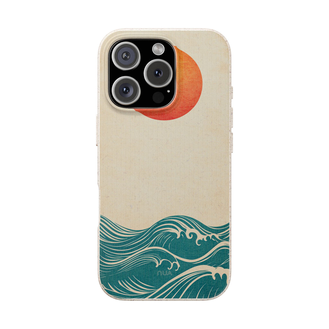 Eco-friendly Sunset Waves Design phone case with durable and stylish frosted finish, suitable for many iPhone and Samsung models.
