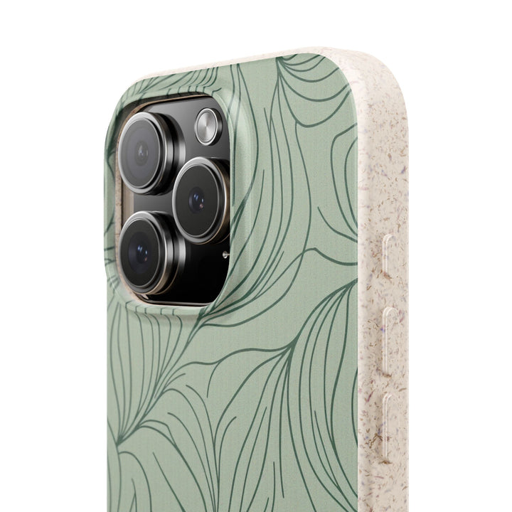 Alt Tag: Eco-friendly iPhone case with leaf design, durable and stylish for many iPhone and Samsung models.