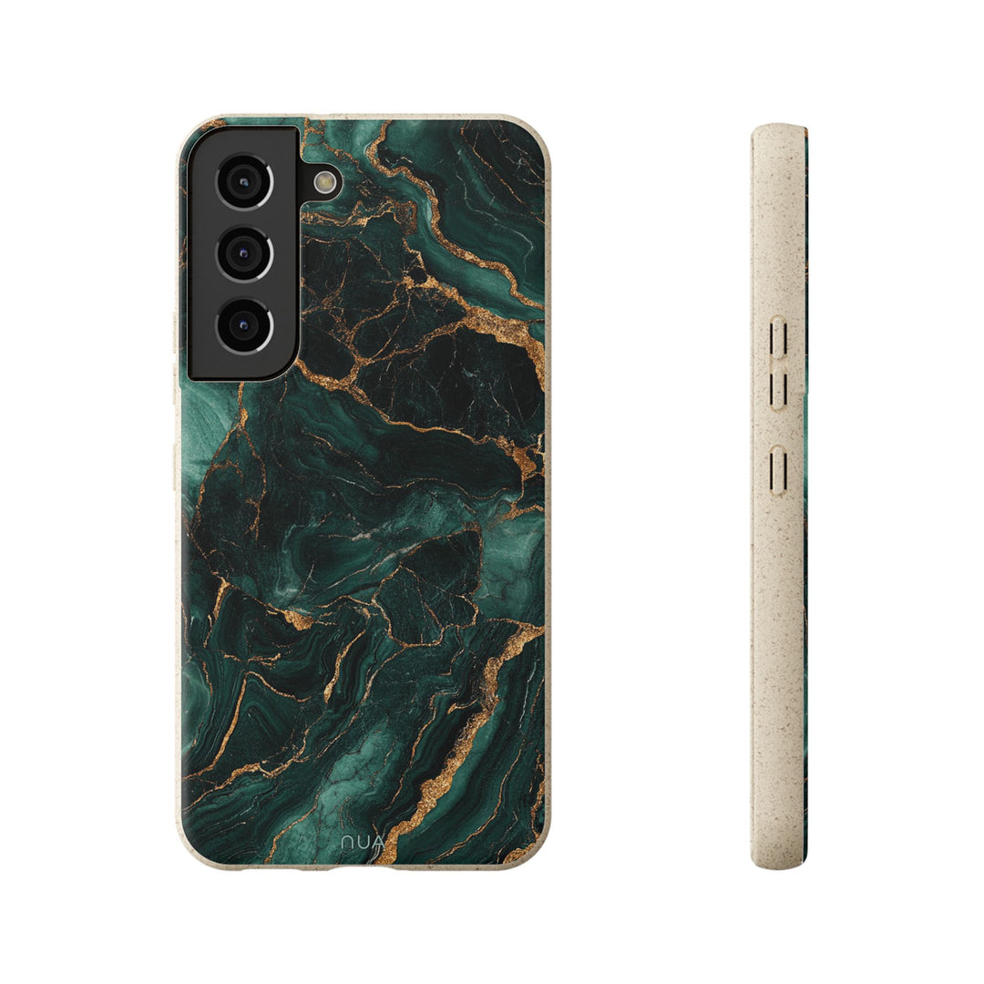 Lux Green Marble Samsung case with eco-friendly, durable PLA and bamboo design. Fits many Samsung models. Ideal for sustainable style.