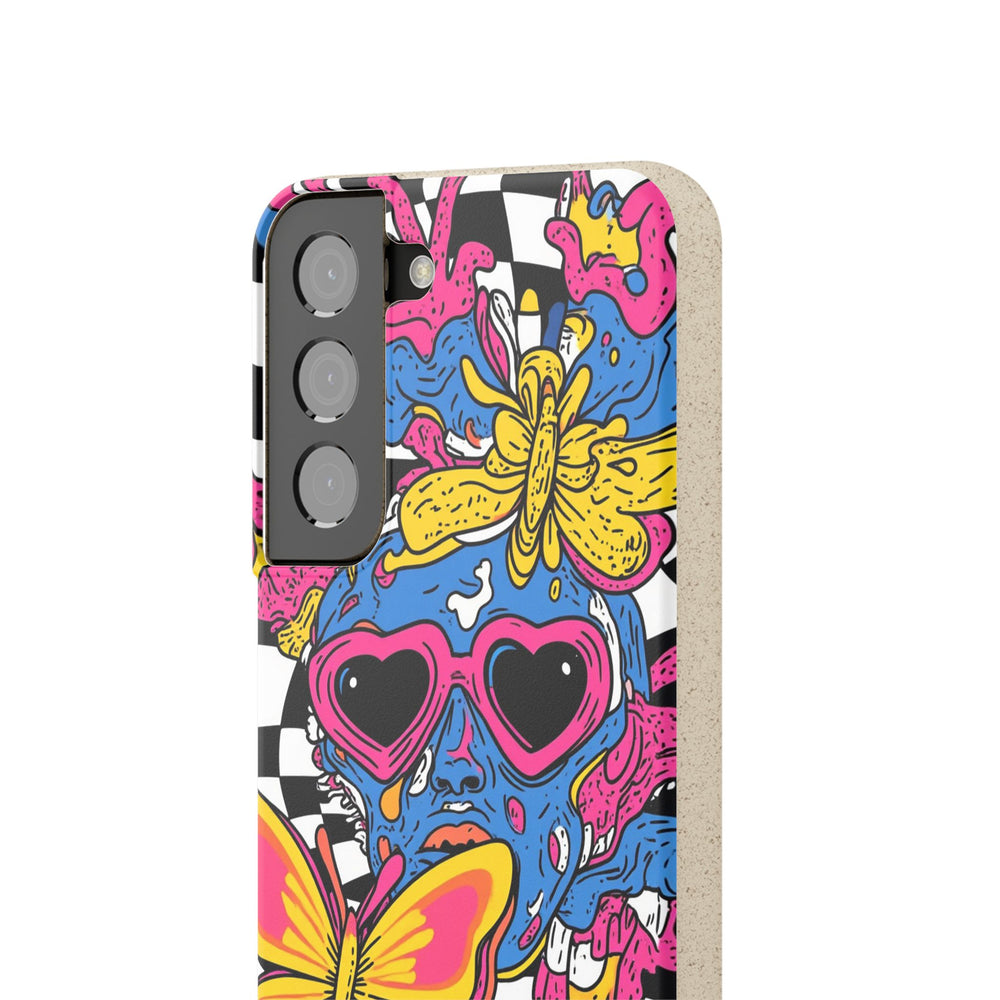 Eco-friendly Samsung case with vibrant psychedelic design; perfect for nature lovers and eco-conscious users. Compatible with many models.