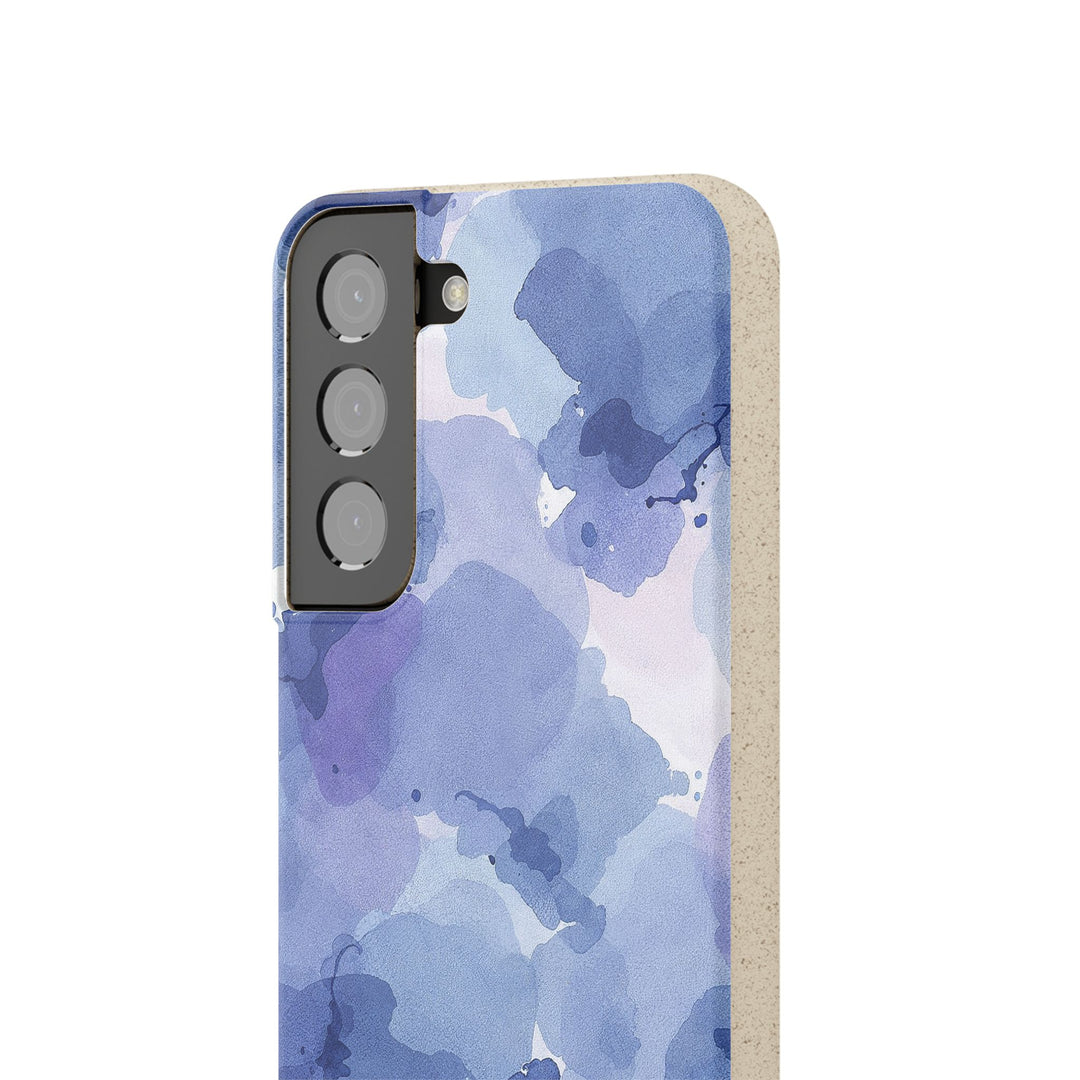 Eco-friendly artistic blue watercolor Samsung phone case, durable and stylish for many models. Great for Earth Day gifts!.