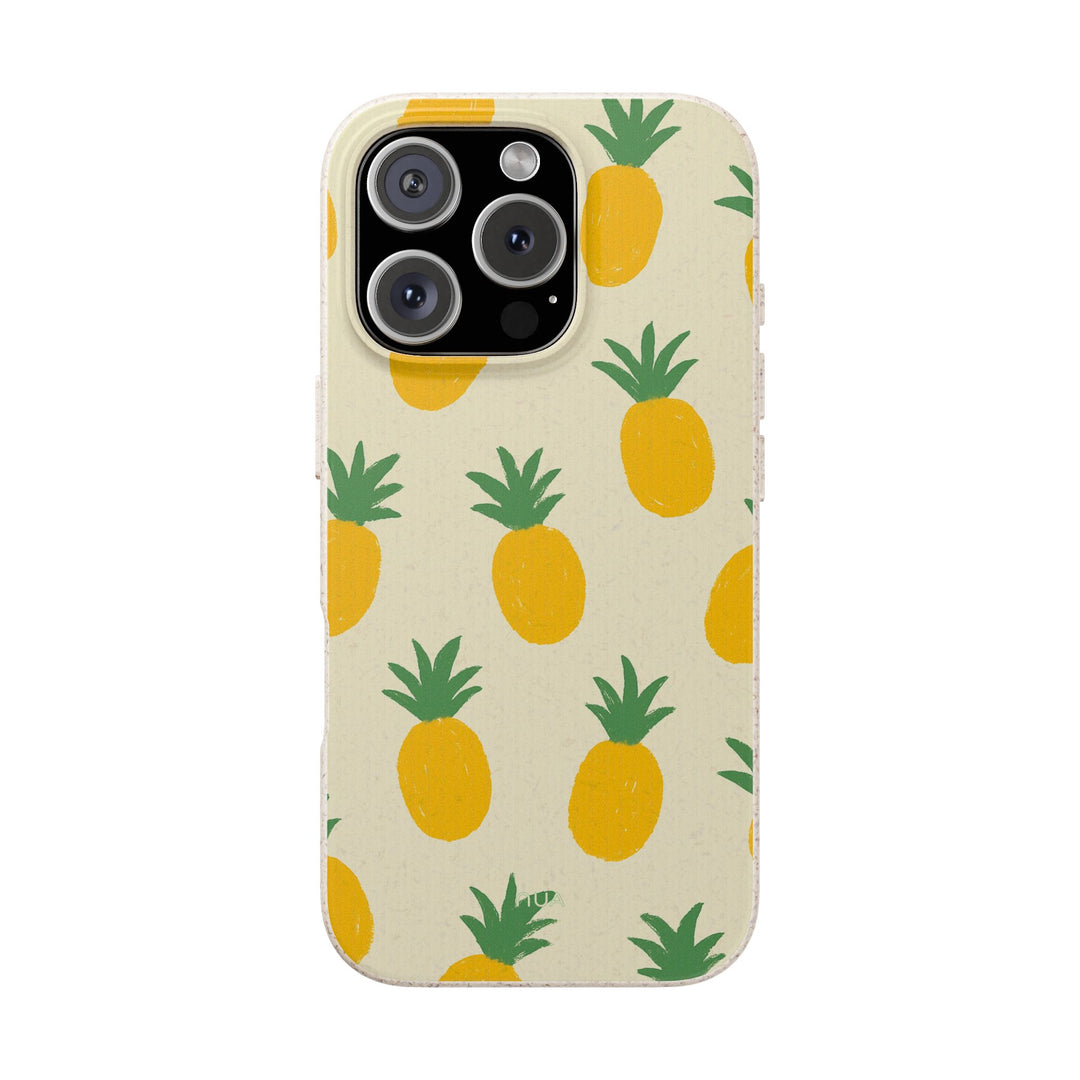 Eco-friendly iPhone case with playful pineapple design, perfect for many iPhone and Samsung models. Stylish, durable choice.