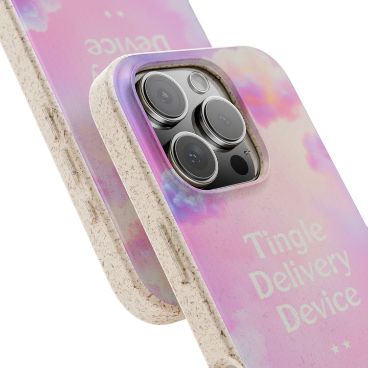 Eco-friendly iPhone case with colorful design, biodegradable and durable, fits many iPhone and Samsung models.