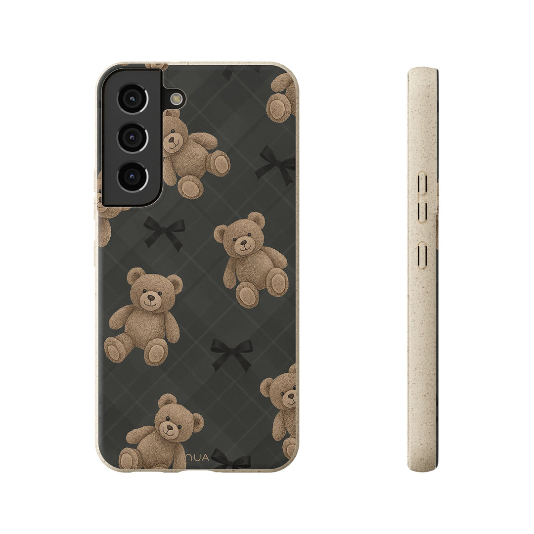 Teddy Dreams Samsung case featuring eco-friendly, durable design with cute teddy bear pattern for various models.