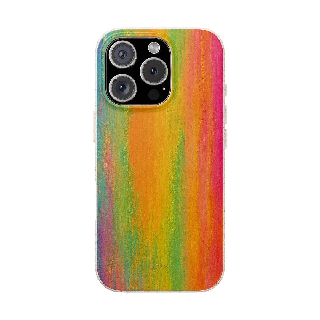 Radiant Rush abstract rainbow iPhone case with eco-friendly, durable design for multiple iPhone and Samsung models.