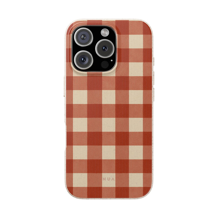 Eco-Friendly Gingham iPhone Case - Biodegradable & Stylish