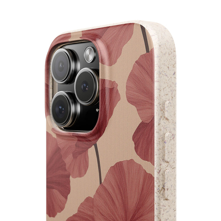Luxury eco-friendly red floral phone case for iPhone and Samsung, durable, vibrant, impact-absorbing design, perfect for gifts.
