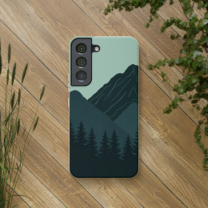 Eco-friendly Green Mountain Samsung phone case with mountain design; durable and stylish, suits many iPhone and Samsung models.