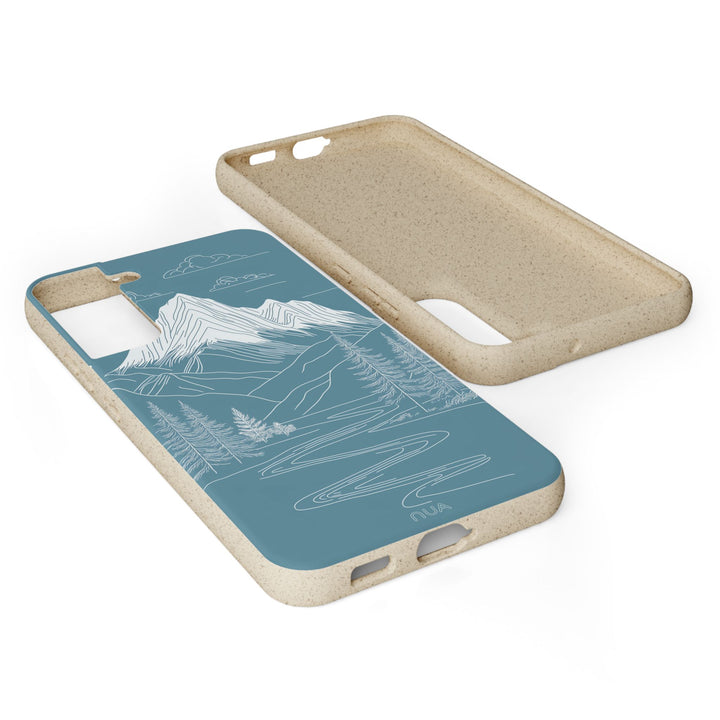 Whispers of the Mountains eco-friendly Samsung case with minimalist mountain design, perfect for nature lovers and many phone models.