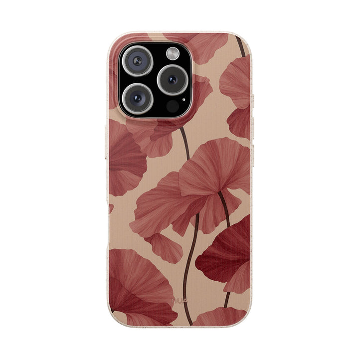 Luxury Red Floral Design eco-friendly phone case for many iPhone & Samsung models, durable and vibrant.