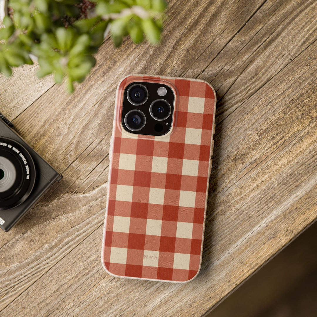 Eco-Friendly Gingham iPhone Case - Biodegradable & Stylish